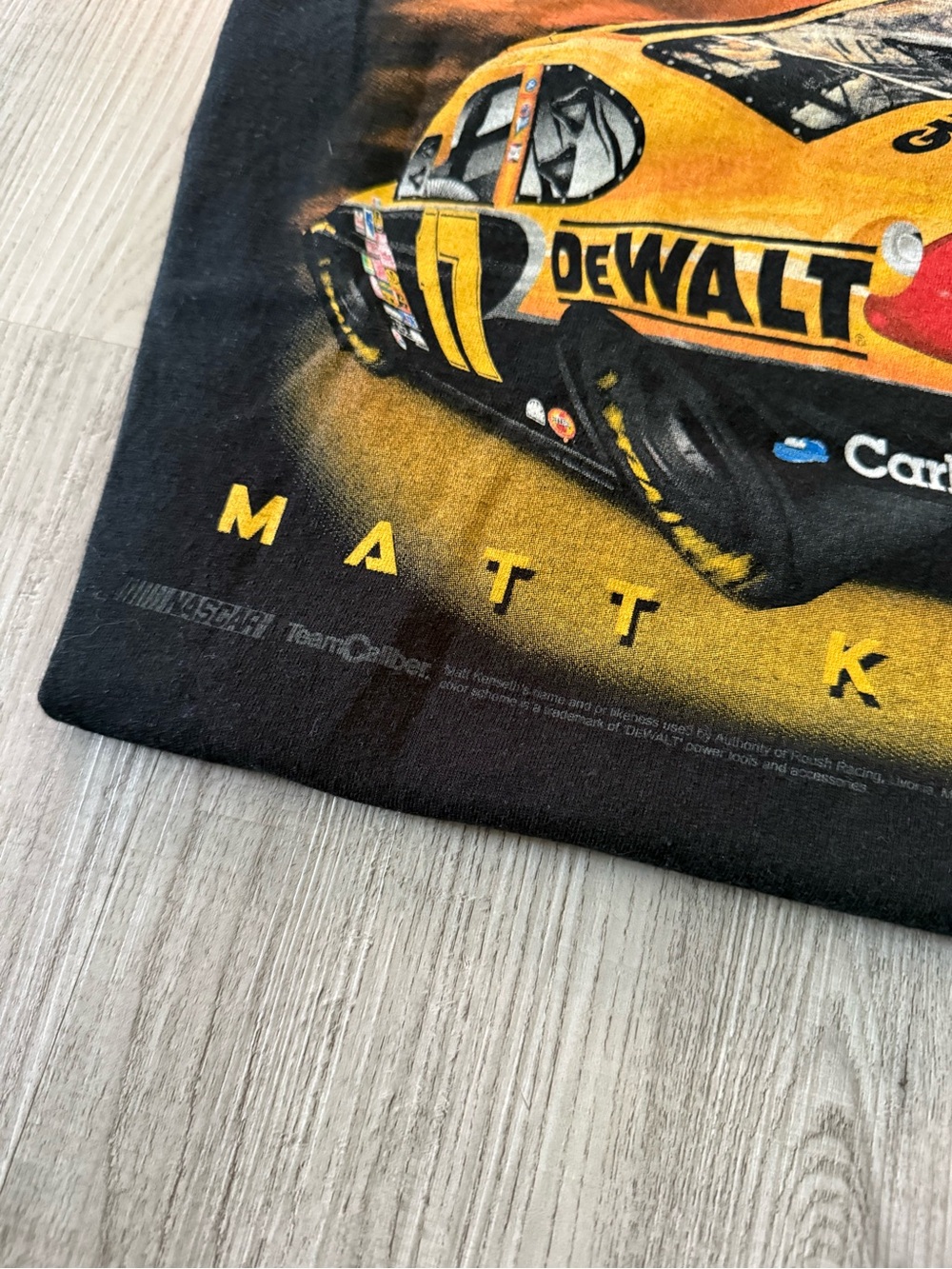 Vintage 2000s Anvil Black and Yellow Kenseth DeWALT Carhartt Racing Graphic Tee - Picture 3 of 6